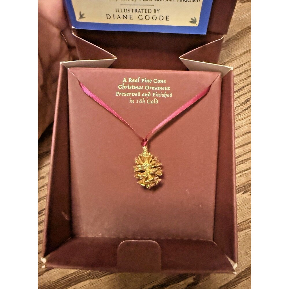 Vintage The Christmas Pine 18k Gold Finished Ornament & The Fir Tree Mini Book